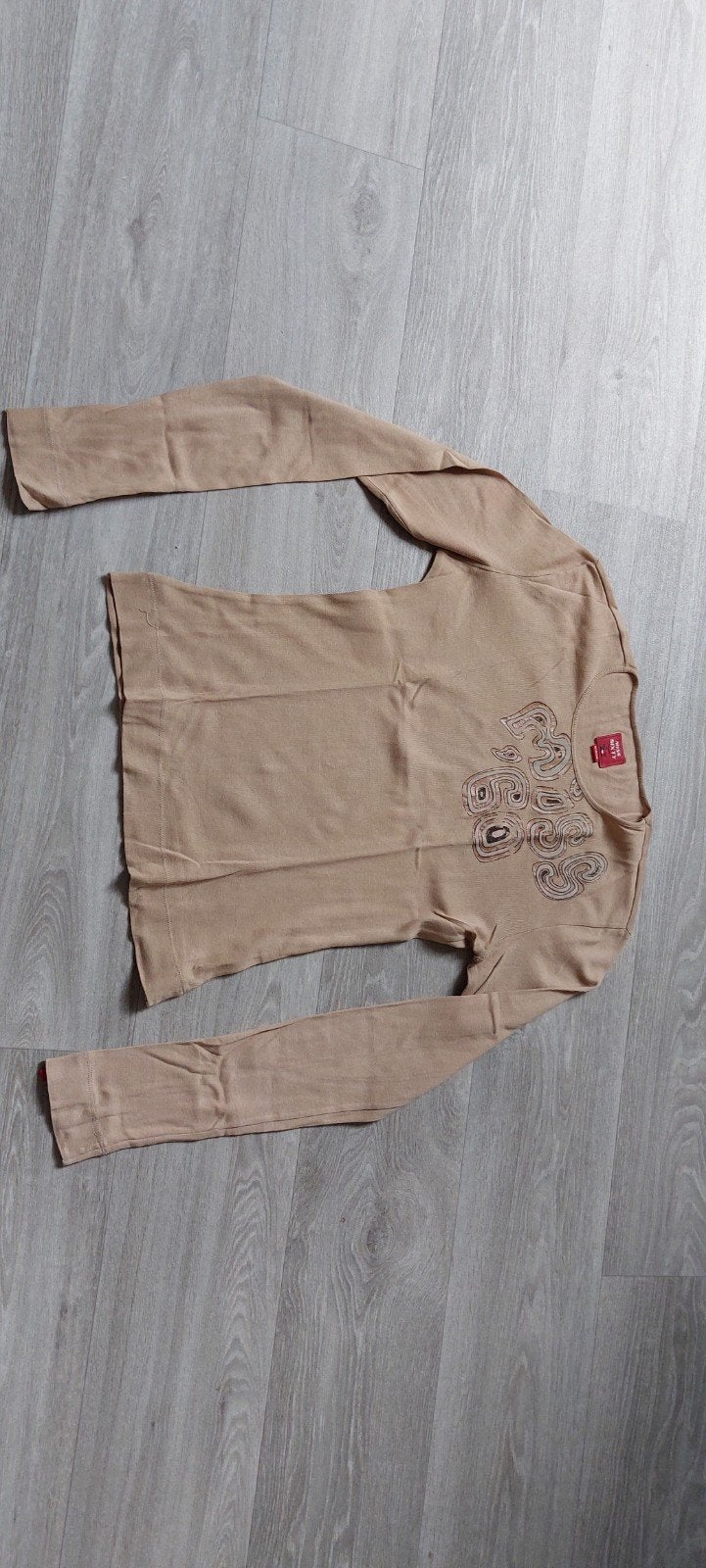 Miss Sixty longsleeve met print en lichte verkleuringen, Ophalen of Verzenden, Gedragen, Beige, Lange mouw