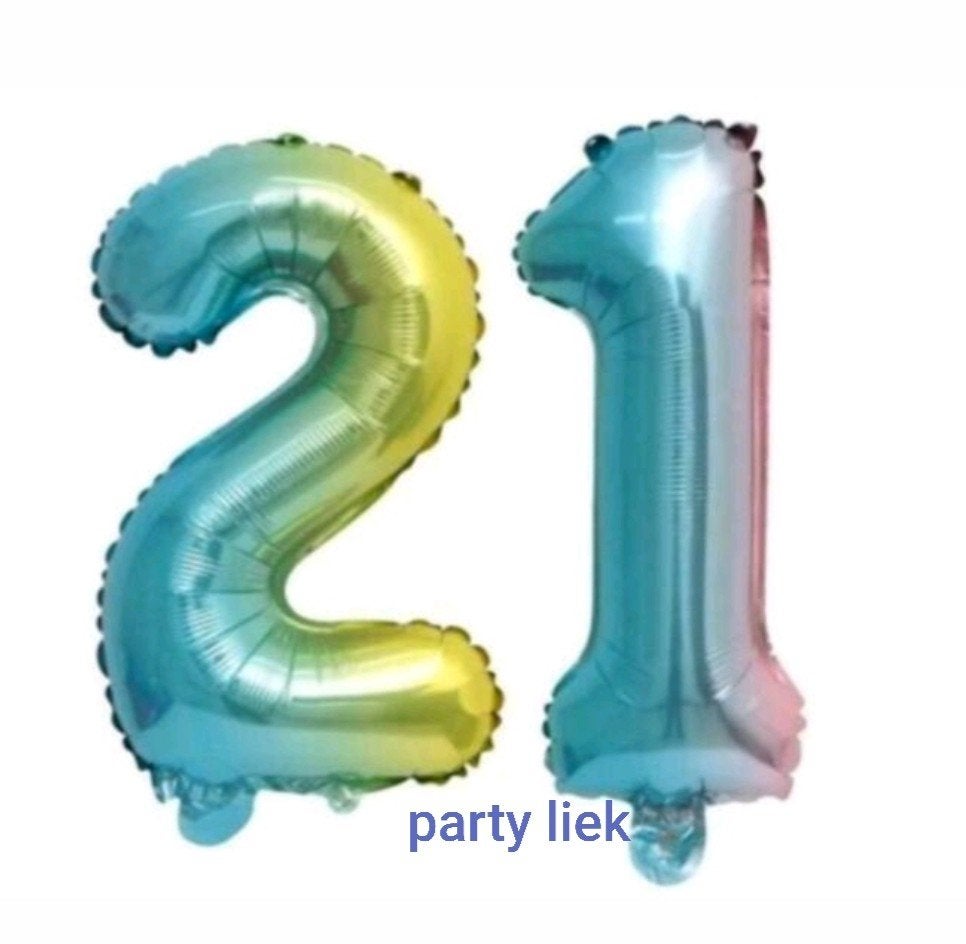 cijfer 21 folieballon- 81cm nr C371, Ophalen of Verzenden, Nieuw, Versiering, Verjaardag