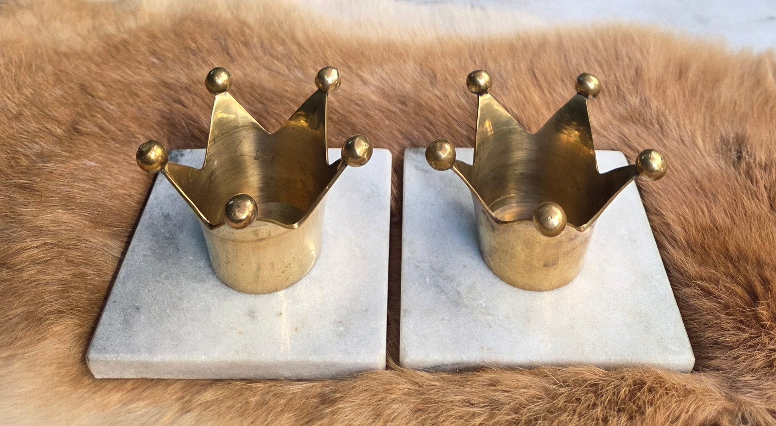 Vintage messing theelichthouders / waxinelichthouders kroon, Ophalen of Verzenden