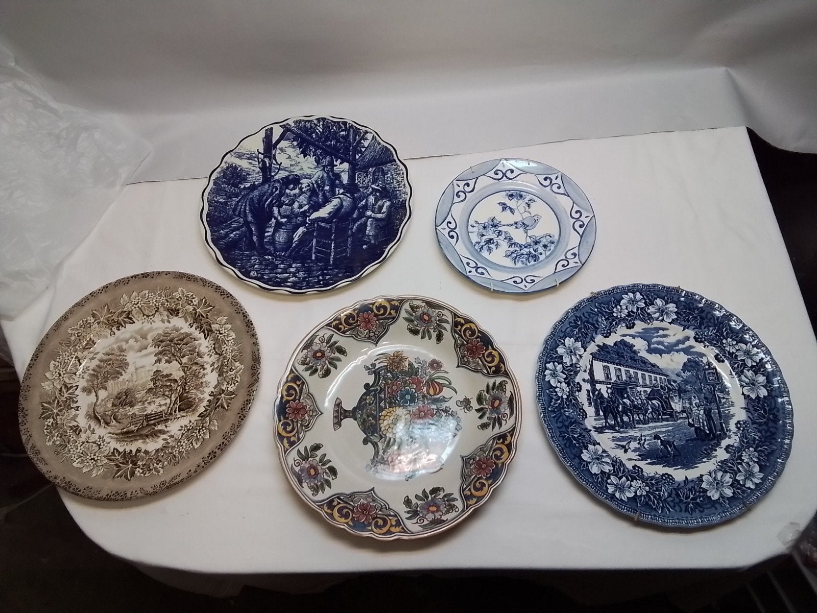 Set van 5 decoratieve wandborden, diverse merken en motieven, Antiek en Kunst, Ophalen of Verzenden