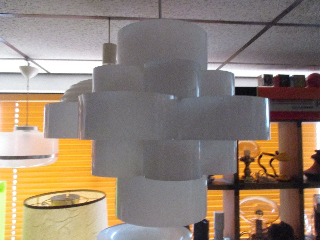 jaren 70 wit kunststof ringenlamp space age design retro, Kunststof, Gebruikt, Space age jaren 70 design vintage retro 1970s seventies