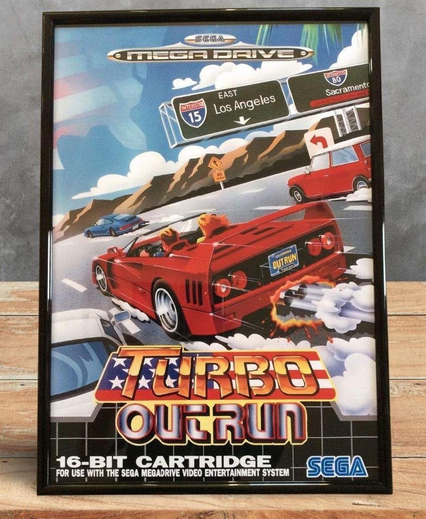 TURBO OUTRUN SEGA Poster Print in lijst videogame decor, Verzenden, Nieuw, A1 t/m A3, Film en Tv