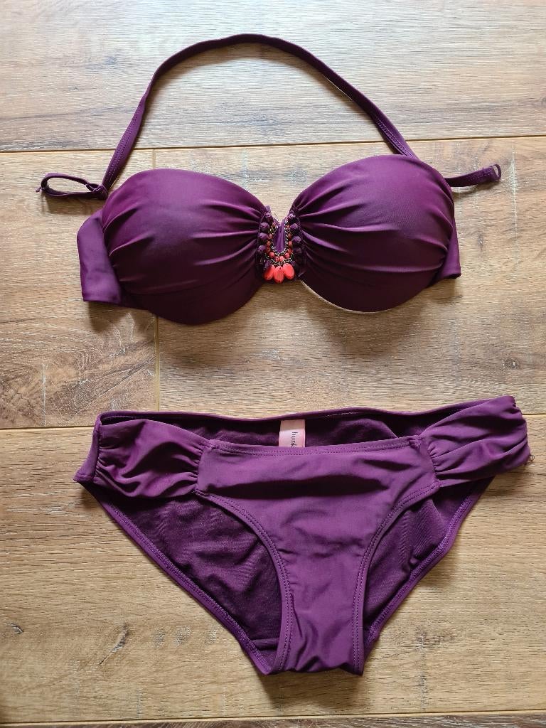 Paarse bikini maat 75B en maat S van Hunkemöller, Paars, Ophalen of Verzenden, Zo goed als nieuw, Bikini