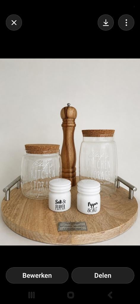 Rivièra Maison houten dienblad met accessoires / keukenset, Ophalen of Verzenden, Zo goed als nieuw, Rechthoekig, Hout