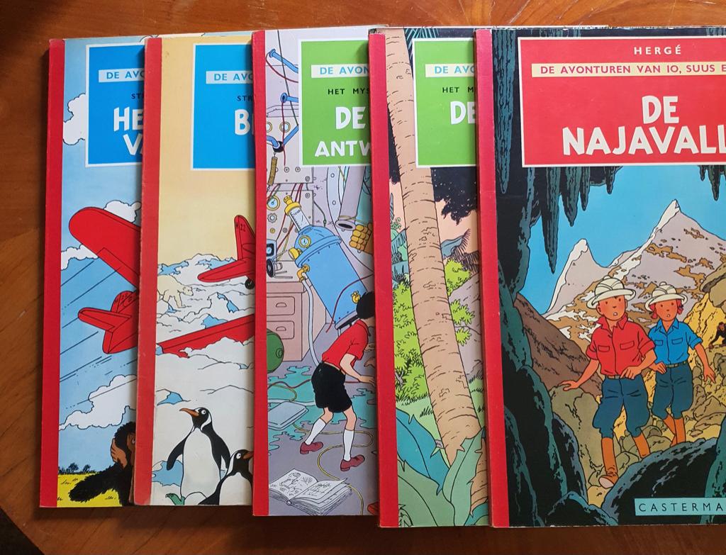 Kuifje Hergé 5 delen sc met linnen rug, Meerdere stripboeken, Ophalen of Verzenden