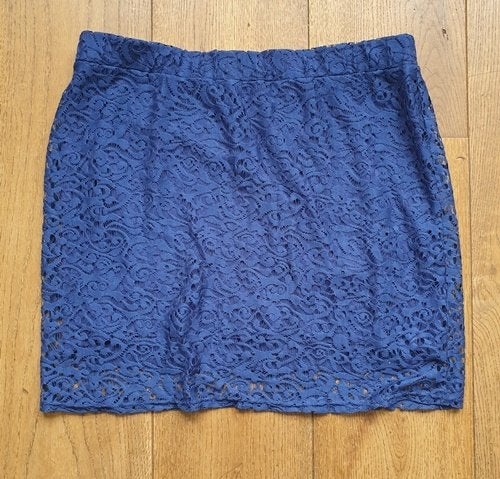 Blauw Kanten Elastisch Rokje Miss Etam (L), Blauw, Maat 42/44 (L), Ophalen of Verzenden, Zo goed als nieuw