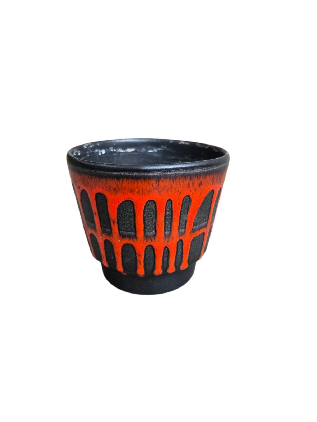 Vintage bloempot (rood / zwart), Gebruikt, Binnen, Ophalen of Verzenden, Onbekend