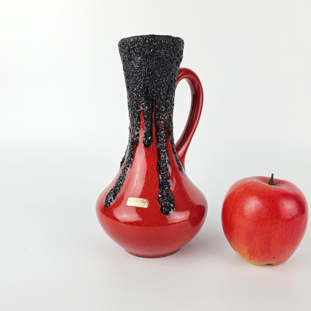 West-Duitse Fat Lava vaas door Roth Keramik  106-20. rood, Ophalen of Verzenden
