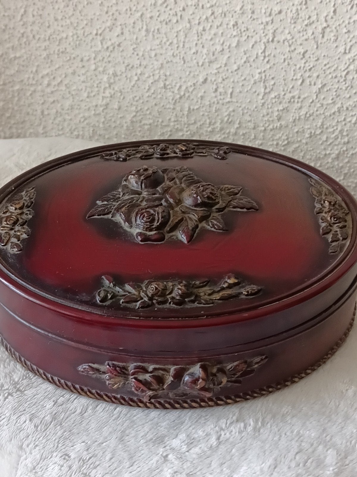 Sieraden doosje * snuiterijdoosje van hars met roosdecoratie, Ophalen of Verzenden
