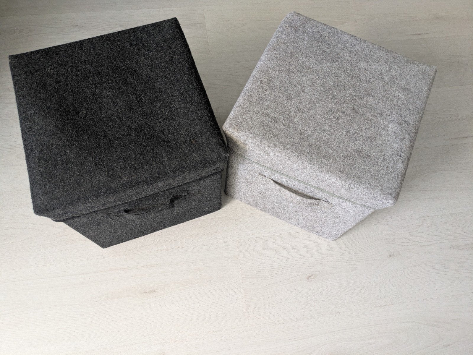 Vilten opbergboxen - Set van 2 (grijs en antraciet), Ophalen, Overige materialen, Minder dan 50 cm, Minder dan 50 cm