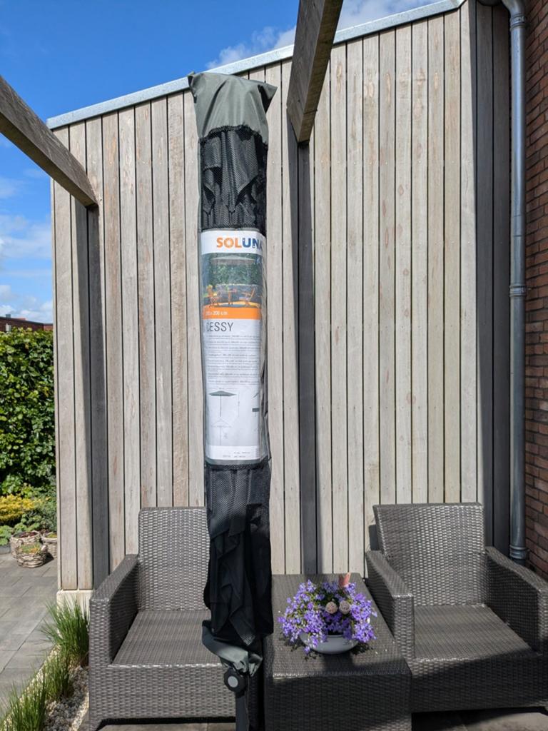 Parasol 2.00 x 2.00 mtr, Tuin en Terras, Parasols, Ophalen, Zo goed als nieuw, 2 tot 3 meter