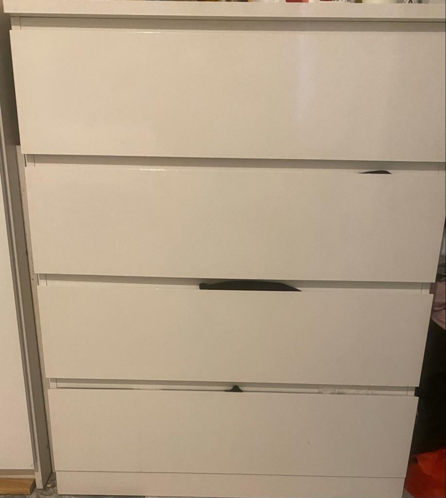 IKEA Malm ladekast wit met 4 lades, Huis en Inrichting, Kasten | Ladekasten, Gebruikt, 100 tot 150 cm, 3 of 4 laden, 25 tot 50 cm