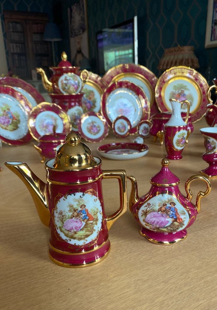 Limoges vintage porselein koffiepot 12,5 cm, theepot 9 cm, Antiek en Kunst, Ophalen of Verzenden