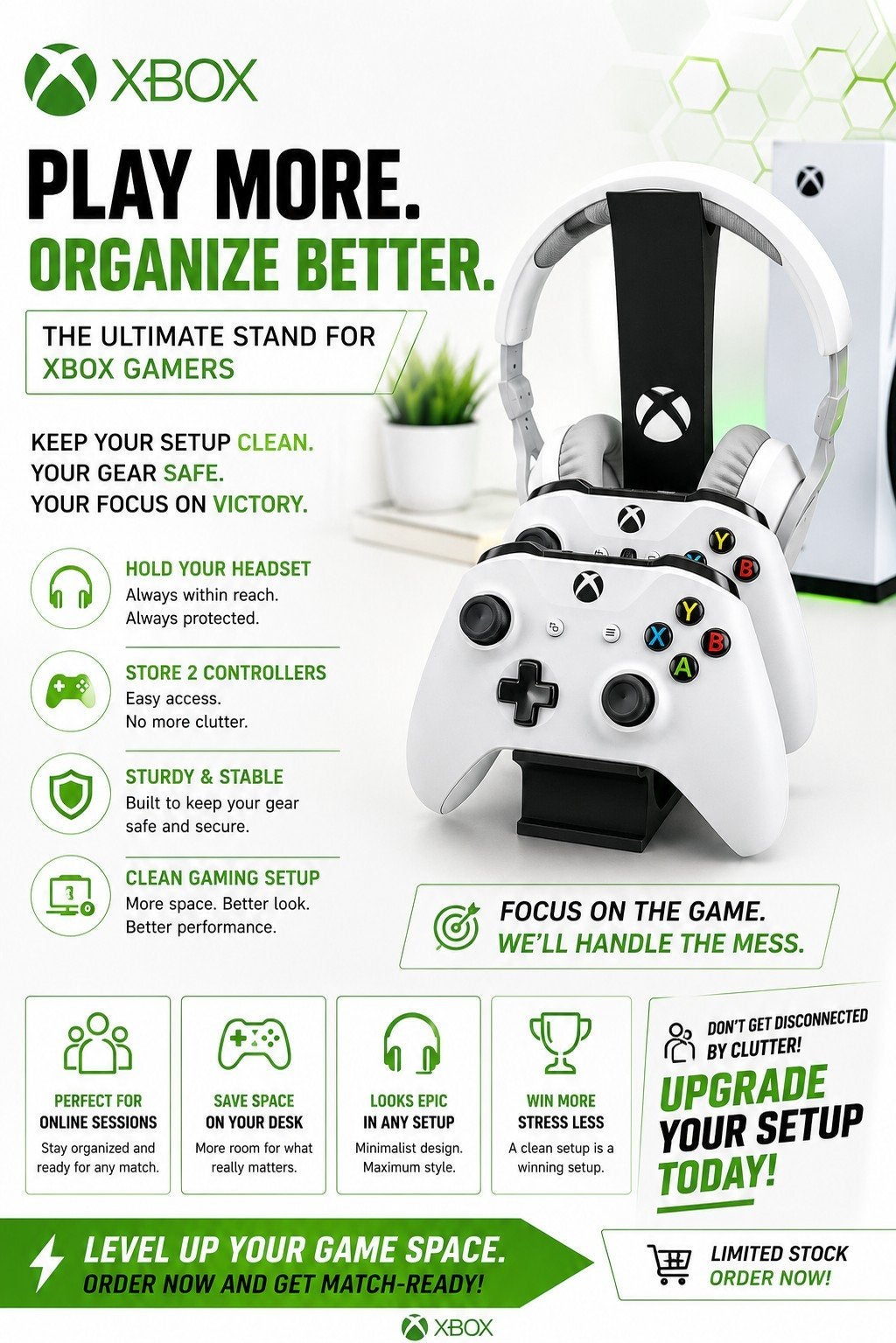 Xbox Gaming Stand: Headset & Controller Houder, Verzenden, Controller, Xbox Original