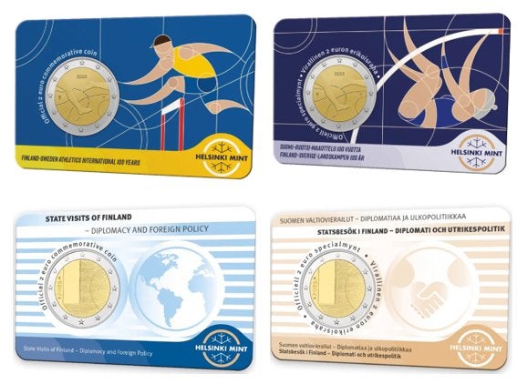 2 Euro Coincards Finland 2025 "Games" & "Staatsbezoeken", Postzegels en Munten, Munten | Europa | Euromunten, Ophalen of Verzenden