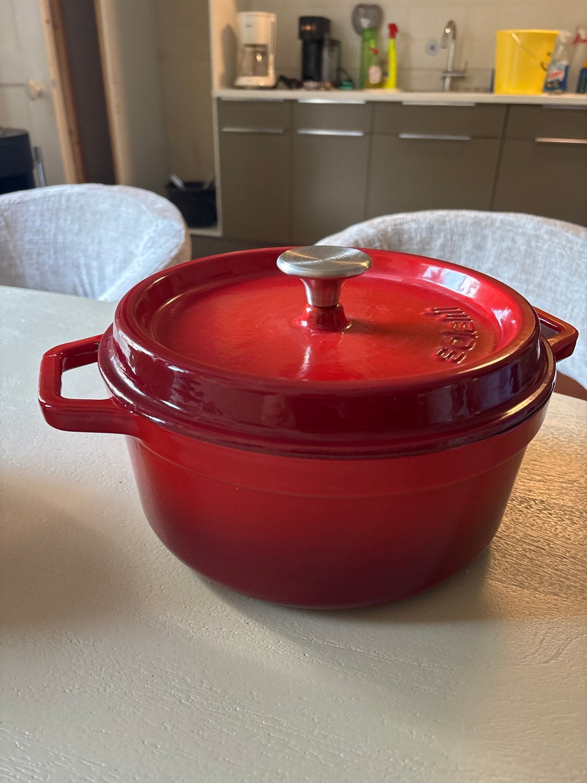 Sola Braadpan 24 cm voor gasfornuis (rood), Ophalen, Gebruikt, Met deksel, Overige merken