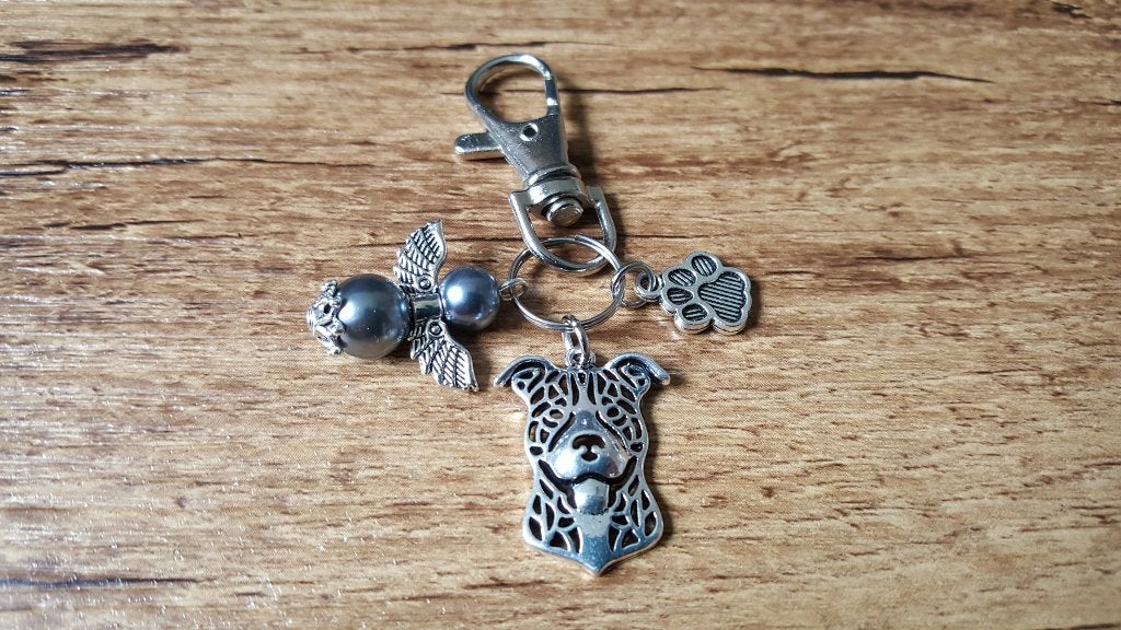 Sleutelhanger Tashanger Pitbull B Bully met lucky angel, Verzenden, Nieuw, Dier of Natuur