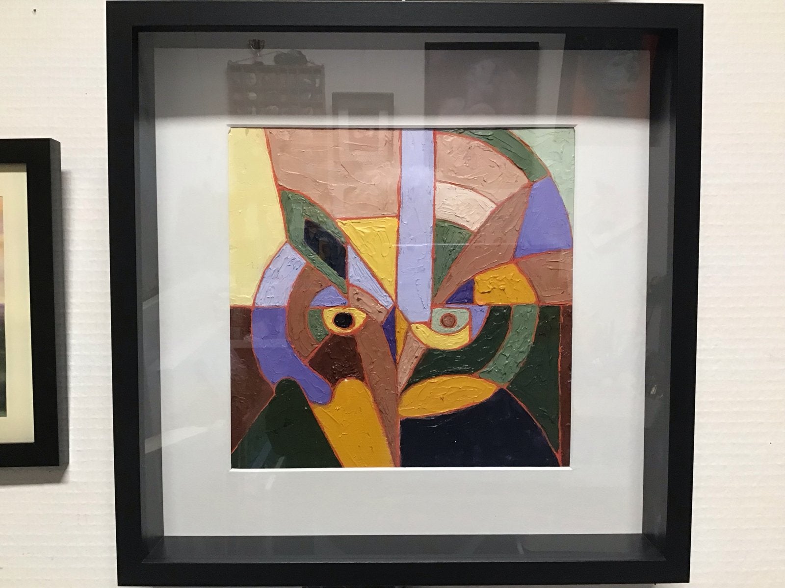 Gestileerde Uil Olieverf Schilderij in 3D Lijst, Ophalen of Verzenden