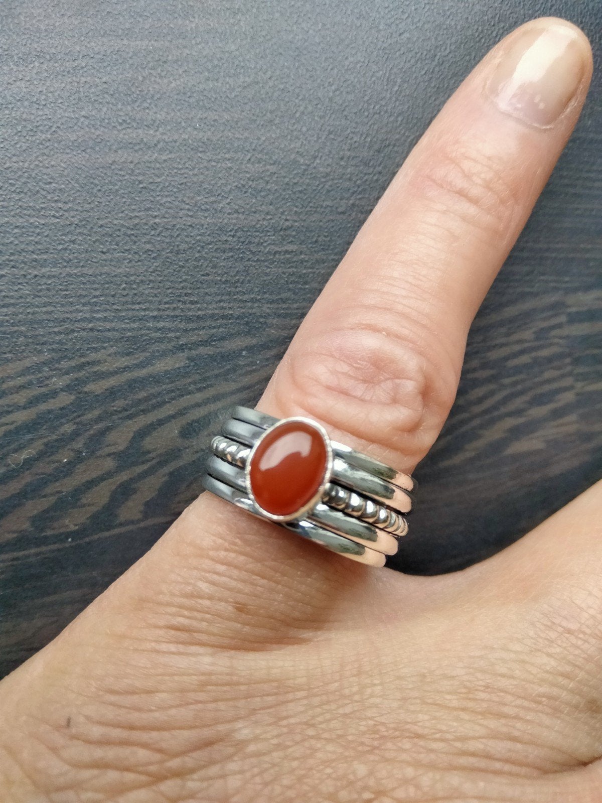 Carneool spinner ring maat 18,25, Sieraden, Tassen en Uiterlijk, Ringen, 18 tot 19, Verzenden, Nieuw, Oranje