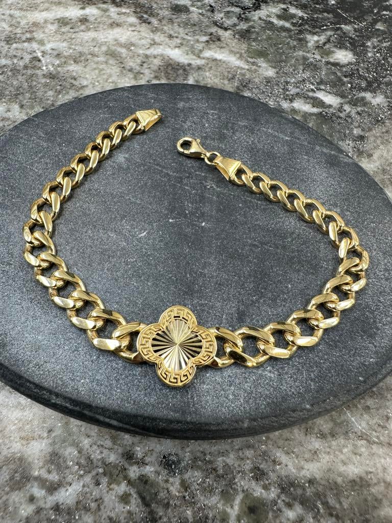 18k Gouden Klavertje Armband, Sieraden, Tassen en Uiterlijk, Armbanden, Nieuw, Goud, Ophalen of Verzenden