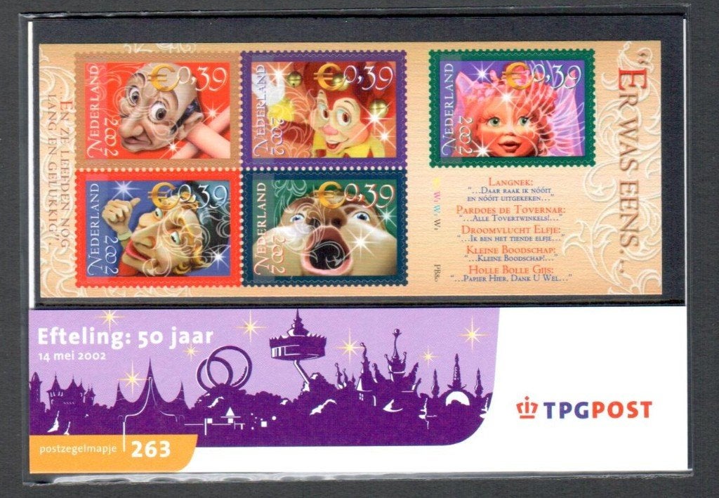 Postzegelmapje 263 - Efteling - 50 jaar - 14 mei 2002., Postzegels en Munten, Postzegels | Nederland, Ophalen of Verzenden, Na 1940