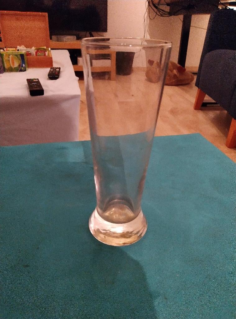 Dunne Glazen vaas van 17cm hoog, Gebruikt, Overige kleuren, Ophalen of Verzenden, Glas