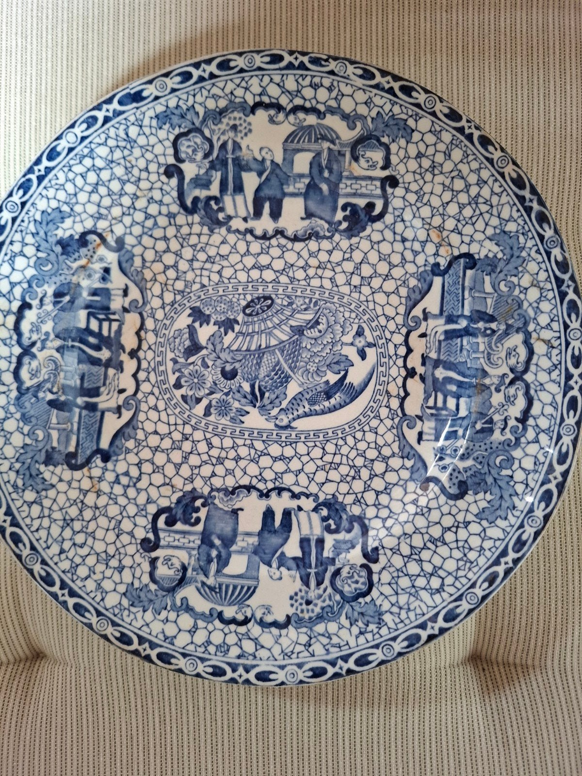 Antiek Engels blauw-wit bord - William Adam 1913          i, Ophalen of Verzenden