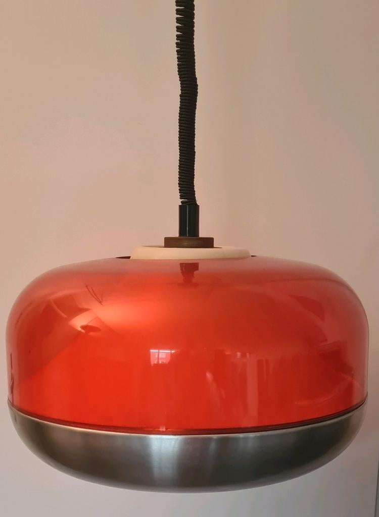 Space age design hanglamp oranje vintage 60s 70s, Ophalen, Zo goed als nieuw, Metaal, Space age