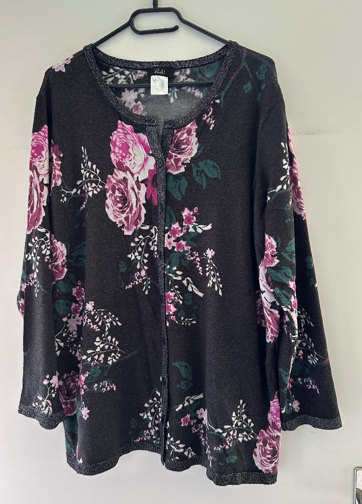 Paola antraciet vest vest met bloemen maat 52, Kleding | Dames, Grote Maten, Paola, Trui of Vest, Ophalen of Verzenden, Zo goed als nieuw