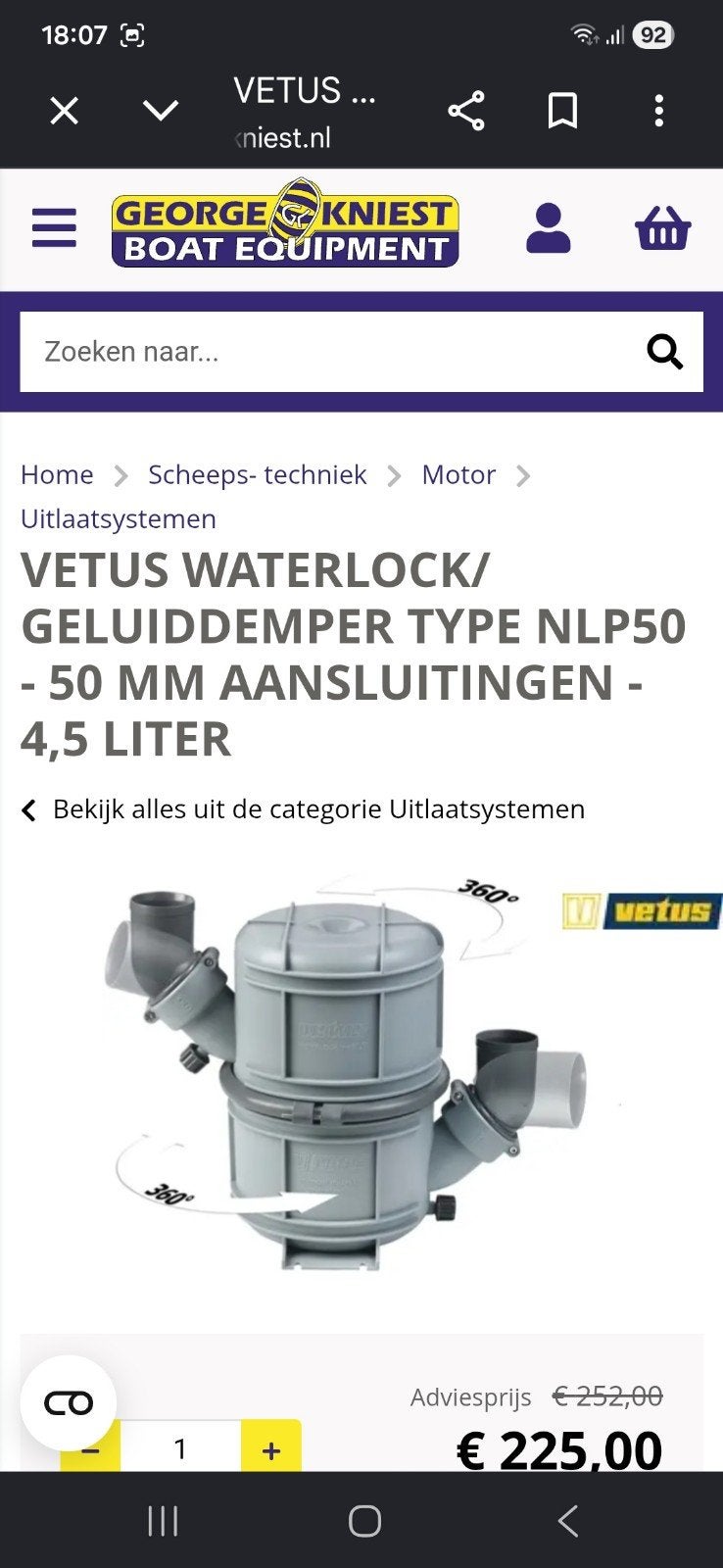 Te koop waterlock nlp 50 vetus, Watersport en Boten, Ophalen of Verzenden, Zo goed als nieuw, Motor en Techniek, Zeilboot of Motorboot