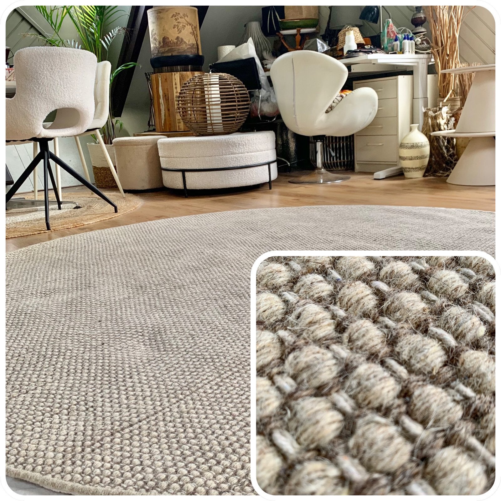 Giant wol - beige melange xxxl vloerkleed - fotoshoot, Ophalen, Beige, Rond, 200 cm of meer