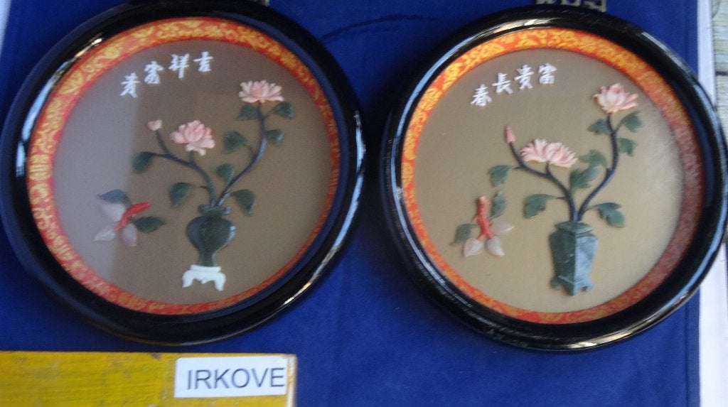 CHINESE MEDALLIONS * Met Edelsteen B *, Antiek en Kunst, Op te hangen, Wanddecoratie, Natuurlijk materiaal, Ophalen of Verzenden