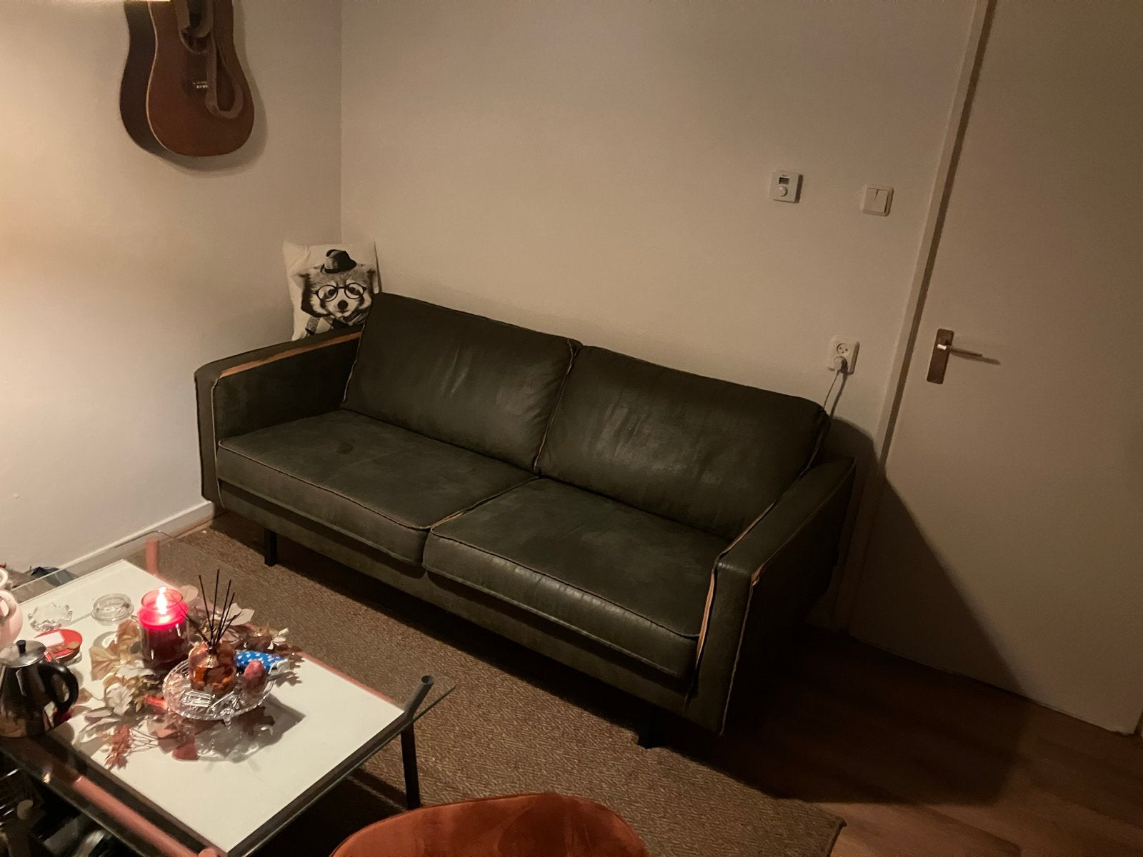BePureHome Rodeo 2,5-zits bank legergroen ecoleer, Ophalen, 250 tot 300 cm, Gebruikt, Driepersoons