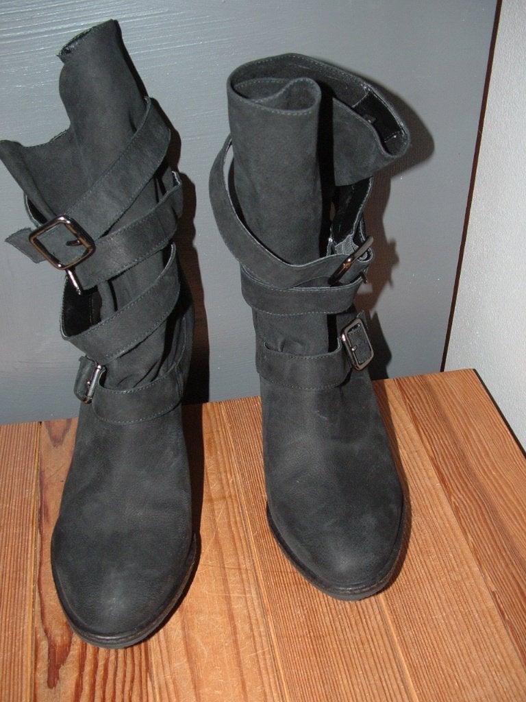 Unisa leer laarsjes, laarzen booties met gespjes maat 37, Zwart, Lage of Enkellaarzen, Ophalen of Verzenden, Zo goed als nieuw