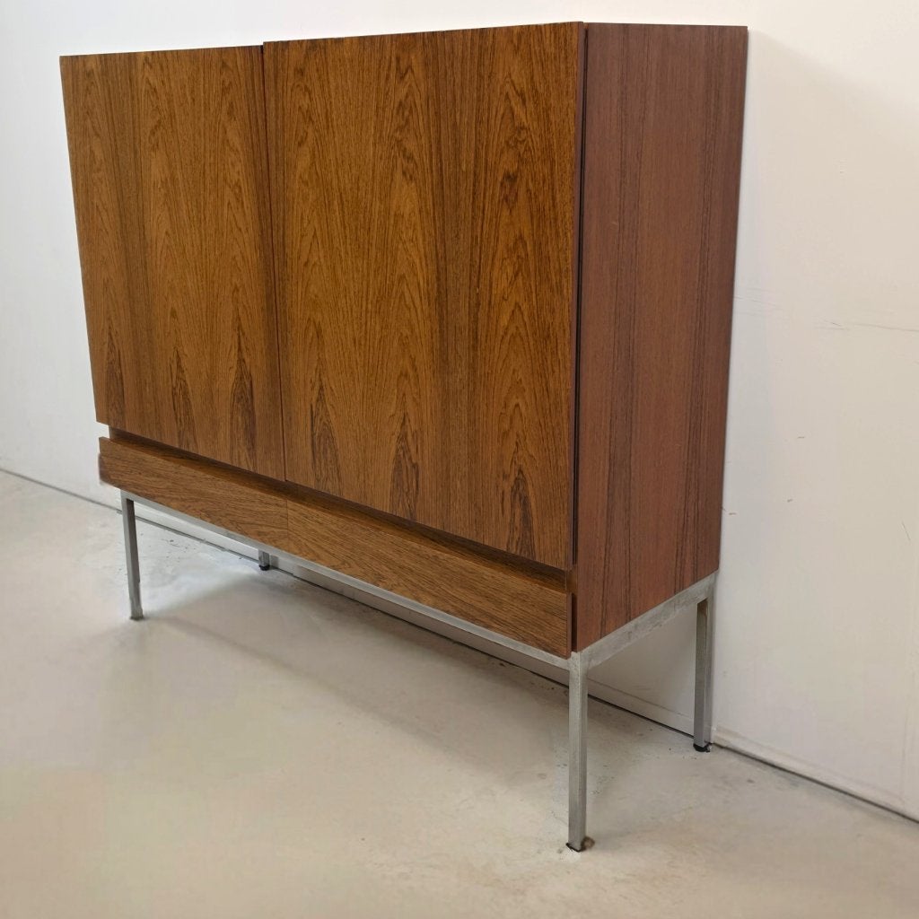Highboard palissander Dieter Waeckerlin voor Behr model B60, Ophalen, Met plank(en), Gebruikt, 100 tot 150 cm