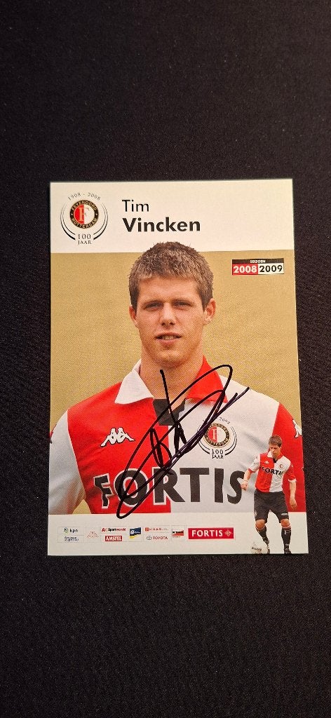 Spelerskaart met handtekening; Tim VIncken # Feyenoord, Verzamelen, Ophalen of Verzenden, Nieuw, Feyenoord, Spelerskaart