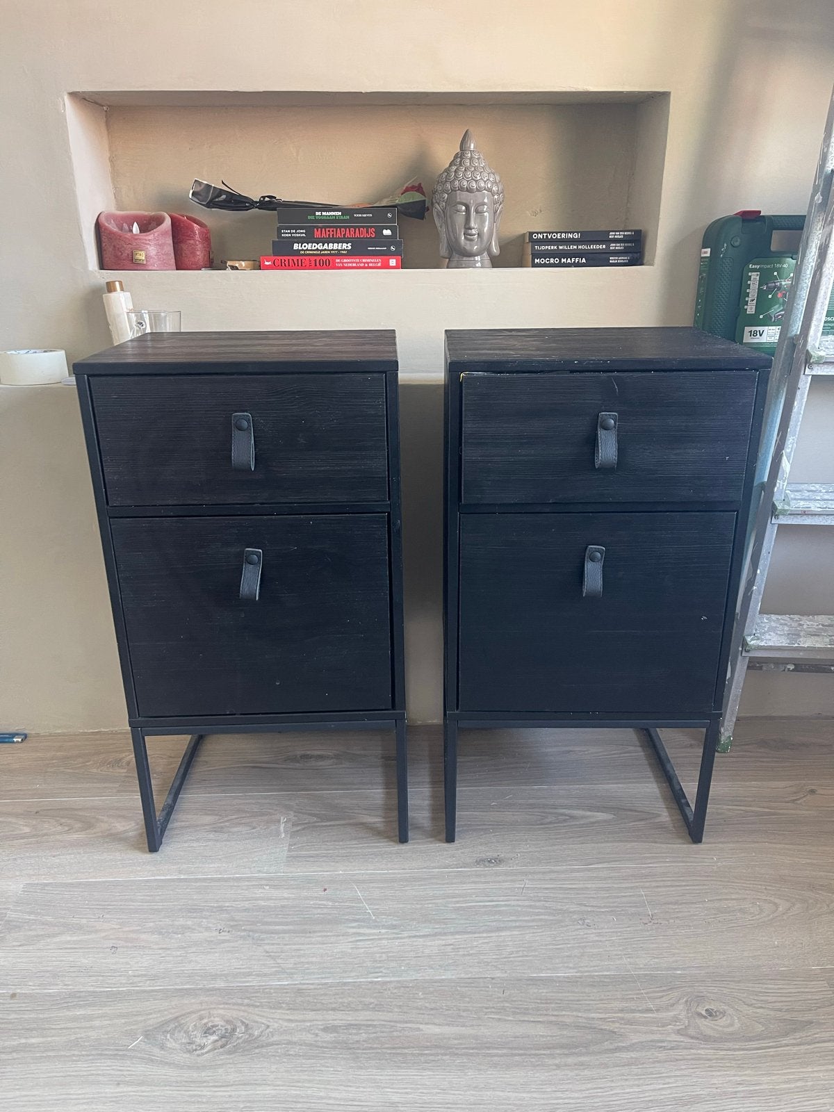 WOOOD nachtkasjes, Huis en Inrichting, Slaapkamer | Nachtkastjes, Ophalen, Gebruikt, Minder dan 45 cm, 55 tot 70 cm