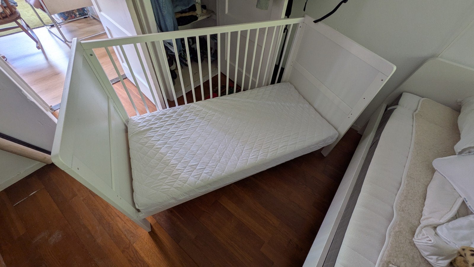 Wit kinderbedje met matras, Ophalen, Gebruikt, Wit, 190 cm of minder
