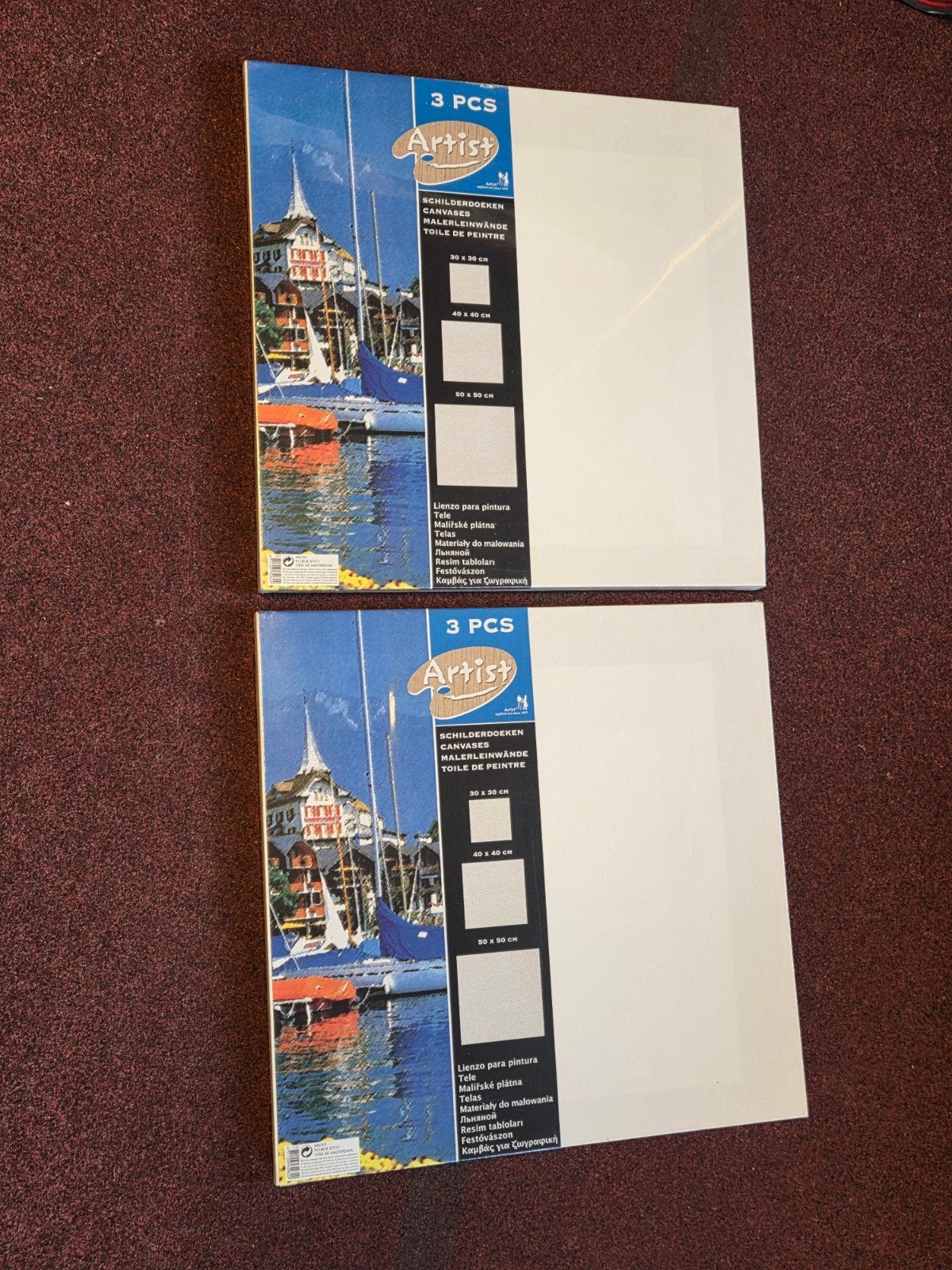 2 x Set schildersdoeken (30x30, 40x40, 50x50 cm) - Nieuw, Ophalen, Nieuw, Doek