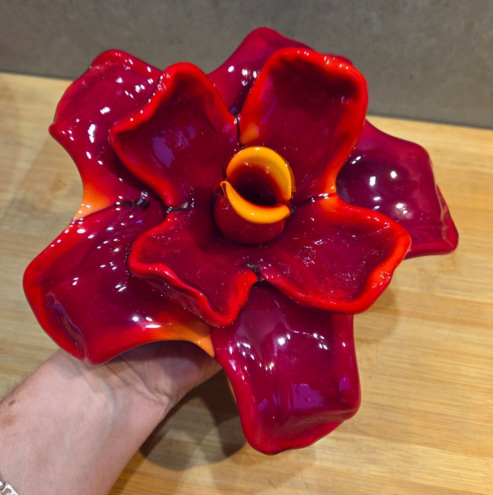 Grote vinage glazen bloem Studio Art glass of Murano oid, Ophalen
