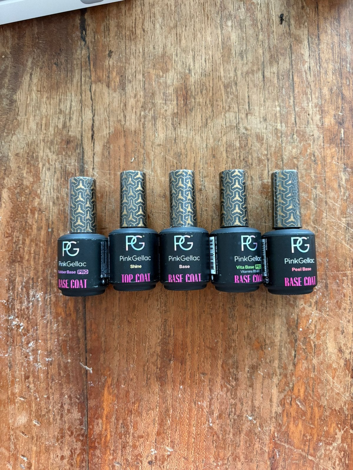 5x set verschillende base coats pink gellac, Ophalen of Verzenden, Zo goed als nieuw, Overige kleuren, Handen en Nagels