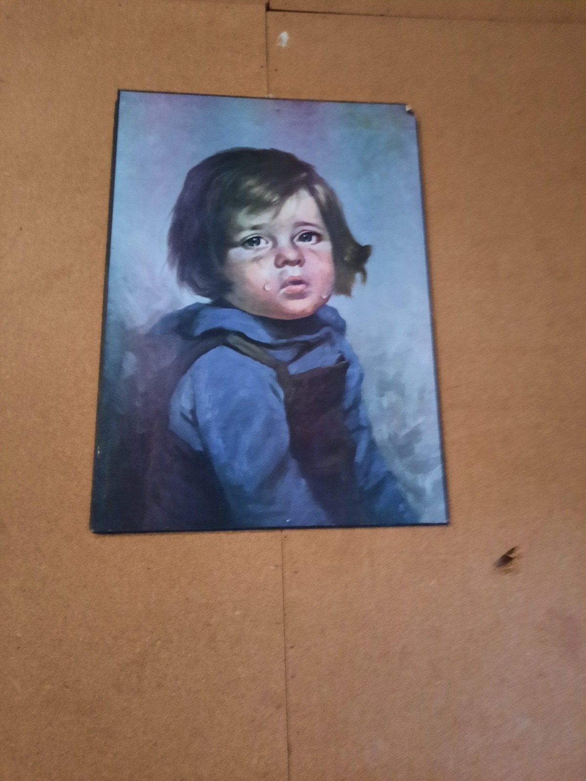 Vintage Schilderij Huilend Jongetje, Ophalen, Doek, Portret of Personen, Realistisch