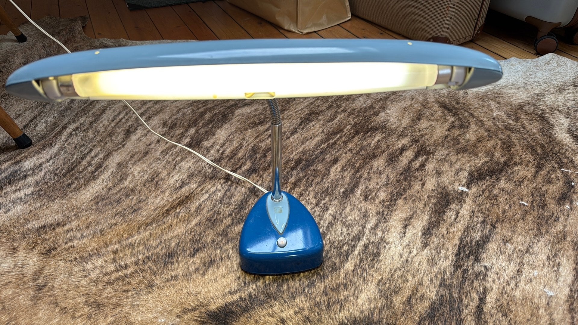 National Fluorescent Mid Century Blue Desk Lamp, Ophalen of Verzenden