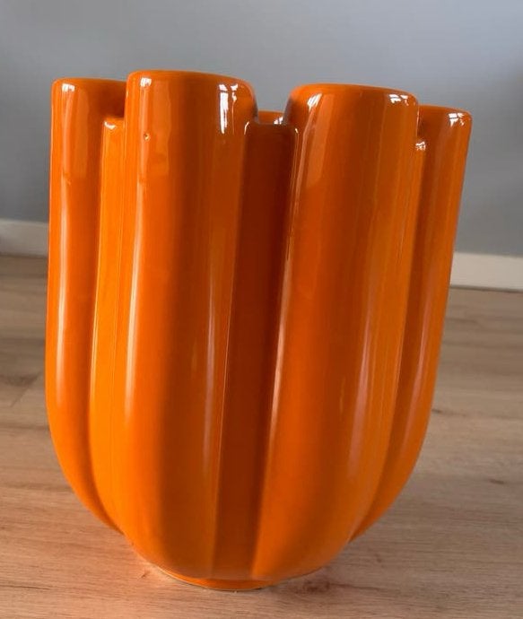 Grote Oranje bloemenvaas, Ophalen of Verzenden