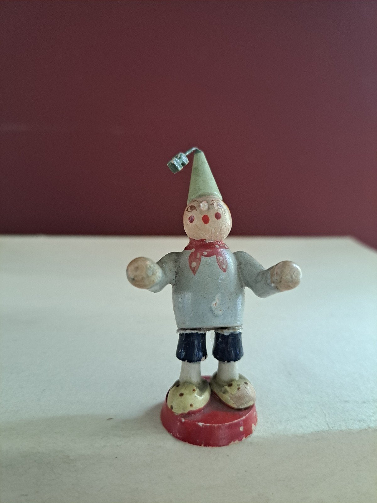 Kleine vintage Erzgebirge Houten Figuur - Kabouter, Ophalen of Verzenden