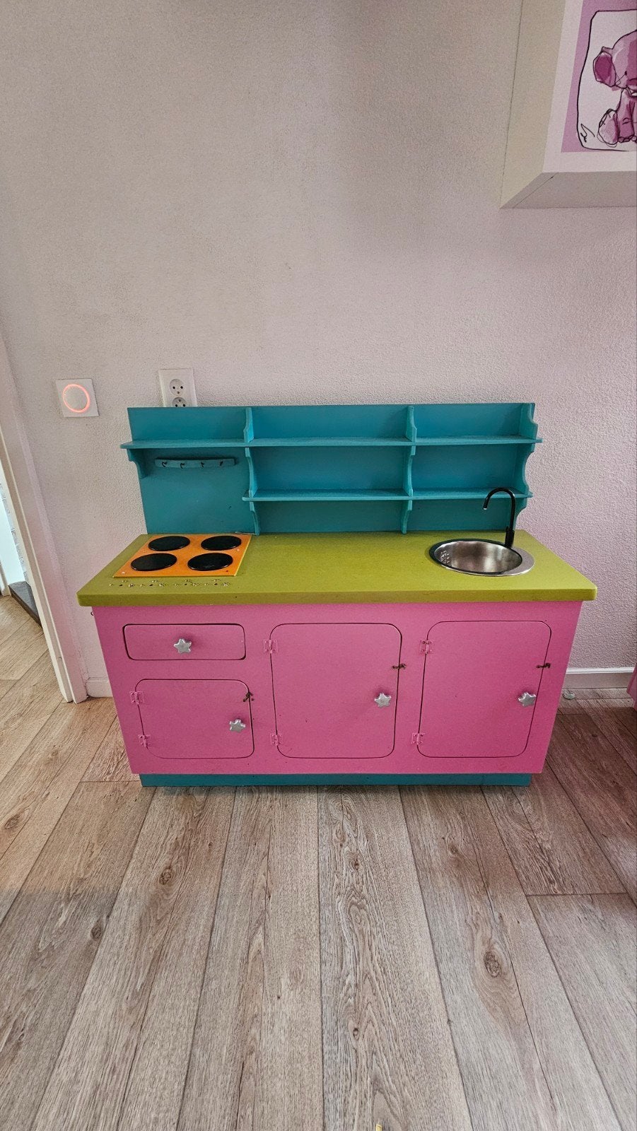 Kleurrijke houten speelkeuken, Ophalen, Hout, Speelkeuken