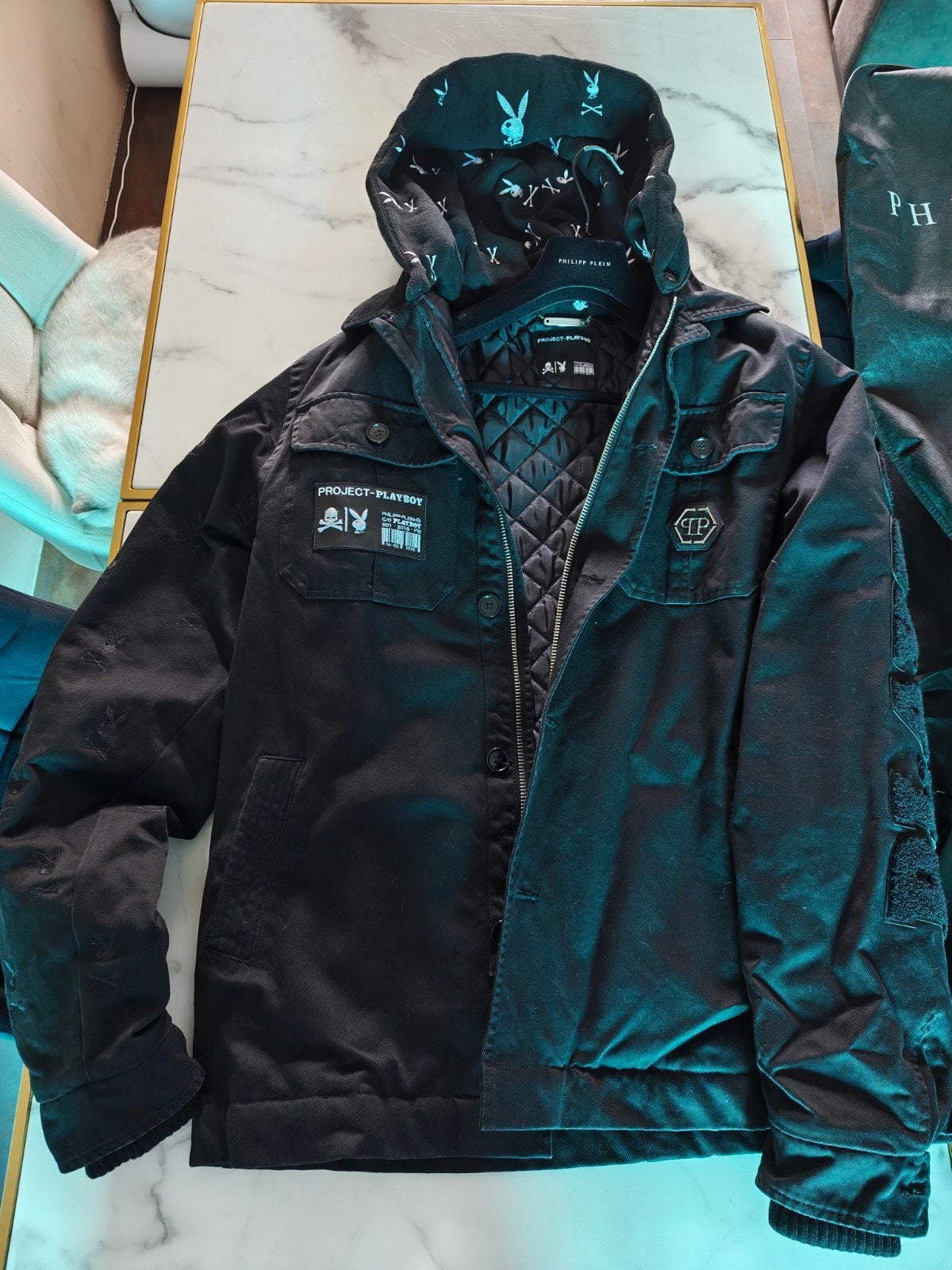 Philipp Plein Playboy Parka maat M, Kleding | Heren, Maat 48/50 (M), Zwart, Nieuw, Ophalen of Verzenden