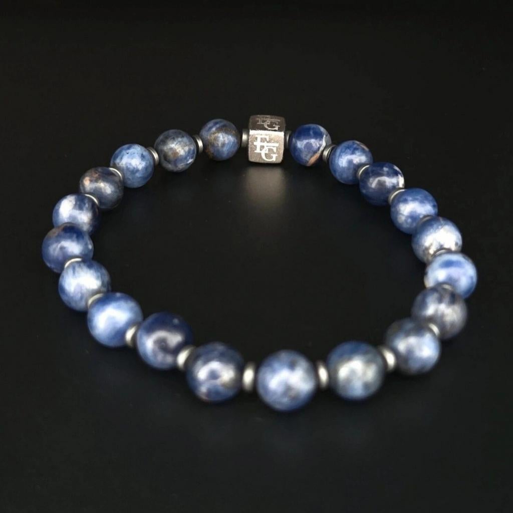 Heren armband Sodaliet & Hematiet, Sieraden, Tassen en Uiterlijk, Armbanden, Nieuw, Met edelsteen, Zilver, Verzenden