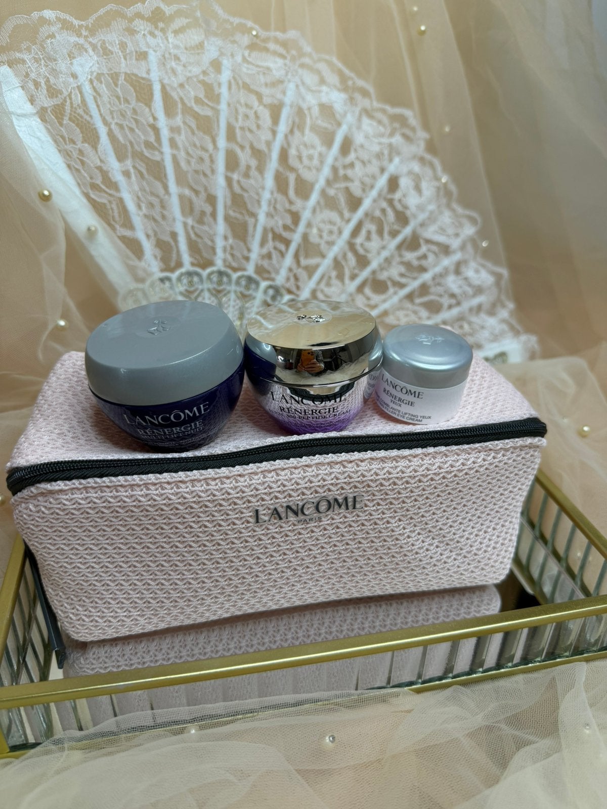 Luxe Lancôme beauty set, Ophalen of Verzenden, Nieuw, Roze, Softcase