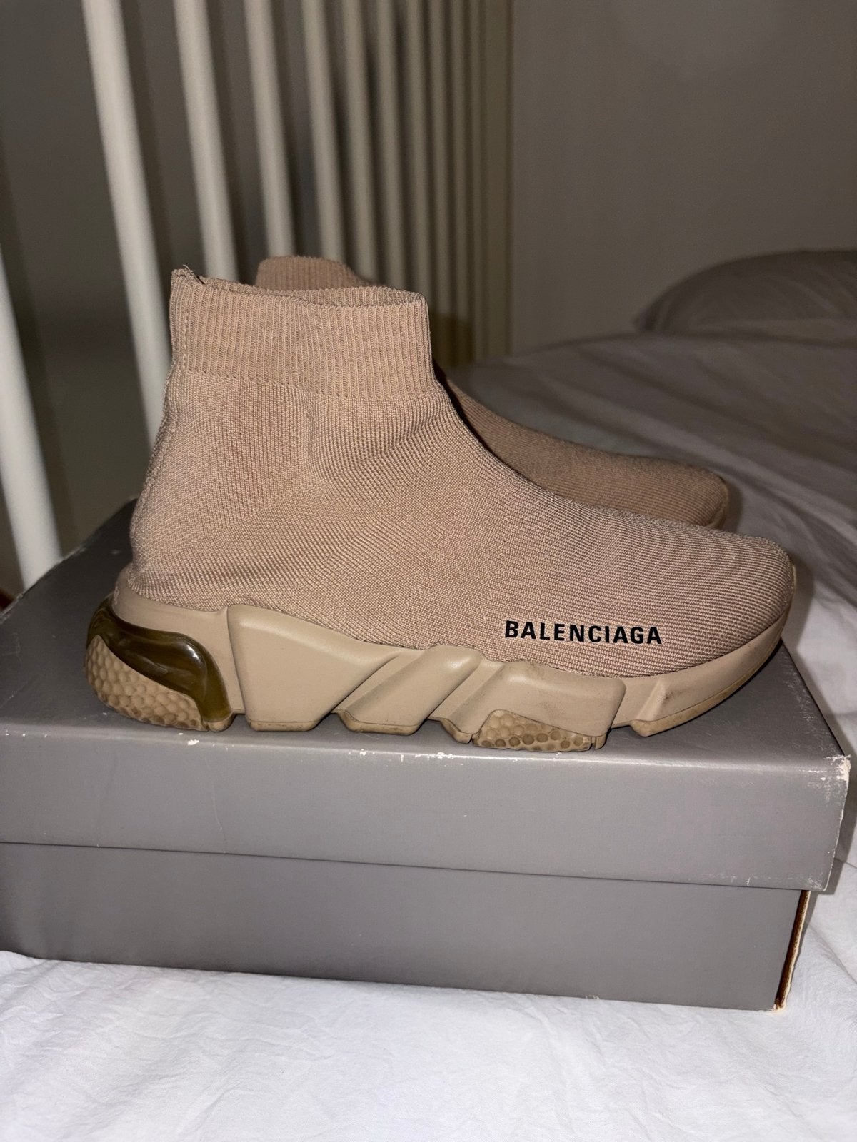 Balenciaga Speed LT Clear Sole Sneakers Lichtbruin Maat 36, Kleding | Dames, Ophalen, Zo goed als nieuw, Bruin, Sneakers of Gympen